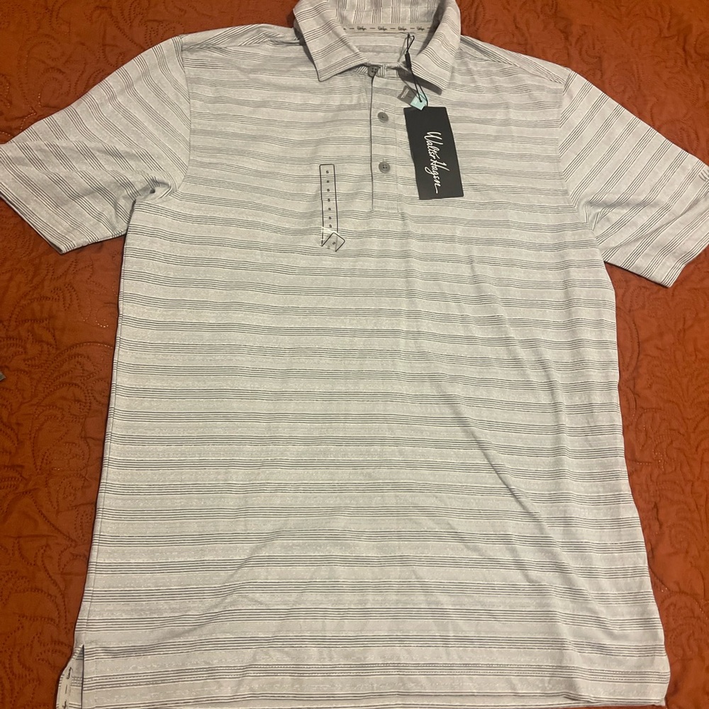 Walter Hagen Gray Polo Shirt with Stripes